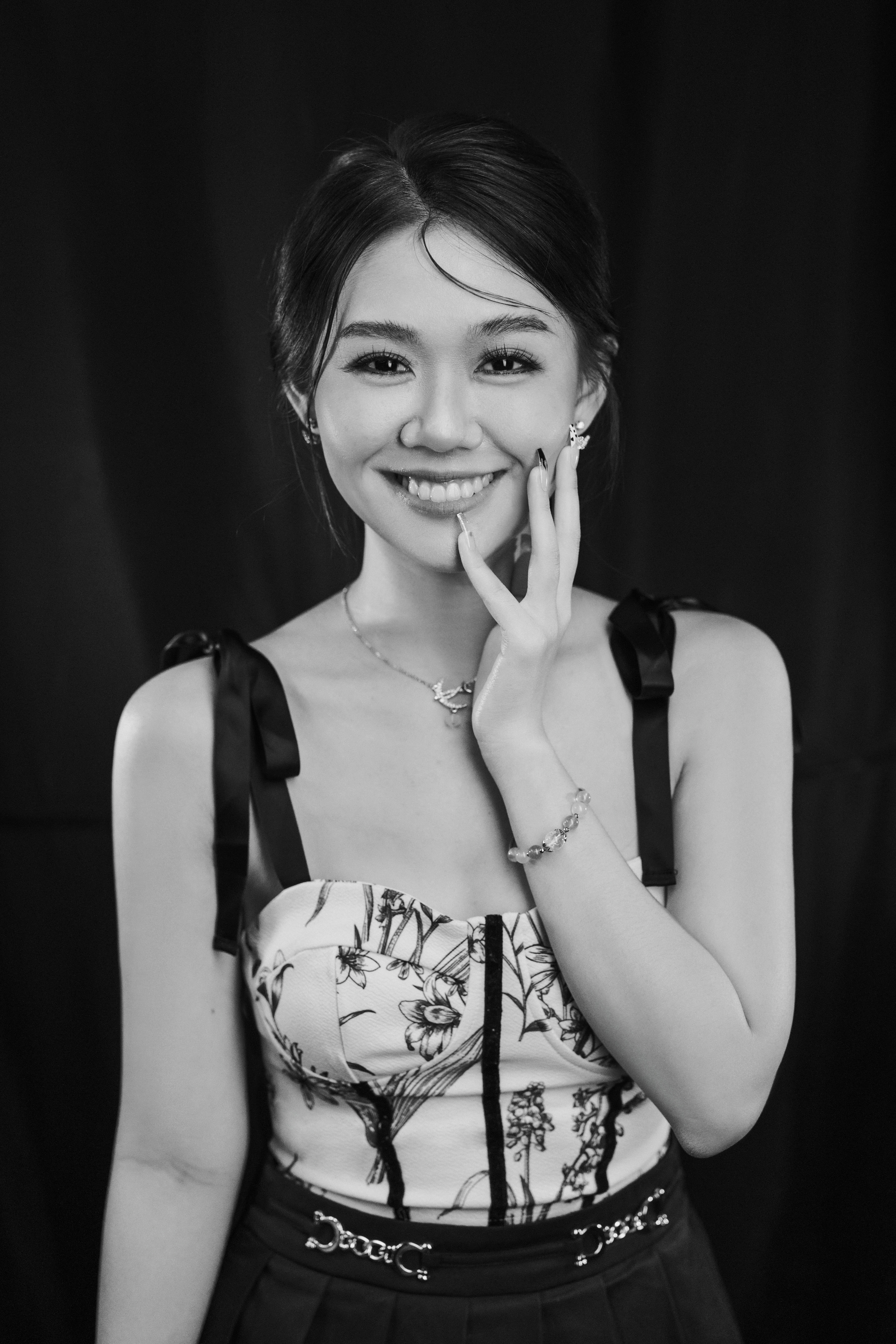Black and white studio portrait of Eugenie Hang
